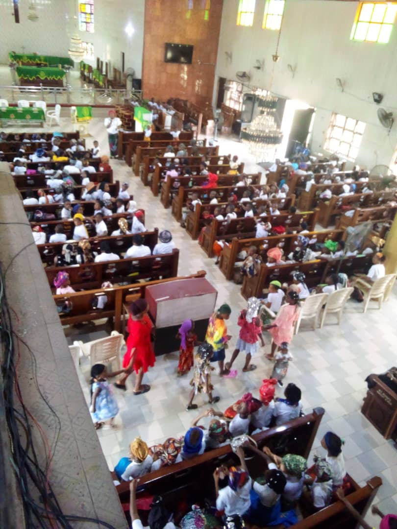 Families gathered at a foundation outreach
